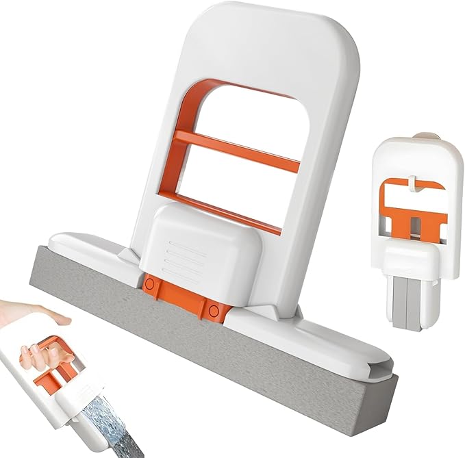 Foldable Desktop Mop, Mini Sponge Mop, Portable Mini Self Squeezing Wet Dry Mops for Bathroom & Kitchen