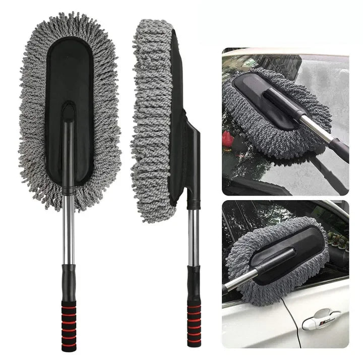 Car Duster Brush – Multipurpose Car Wash Brush Non-Scratchable Microfiber with Long Extendable Handle to Remove Dust from Exterior Interior of Car