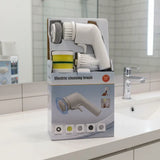 Electric Cleaning Brush With Multiple Attachments For Efficient Home Cleaning – 360° Rotating Scrubber With Sponge, Brush, And Steel Wool Heads