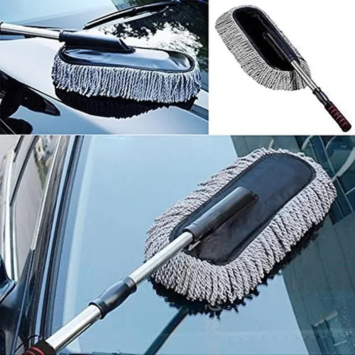 Car Duster Brush – Multipurpose Car Wash Brush Non-Scratchable Microfiber with Long Extendable Handle to Remove Dust from Exterior Interior of Car