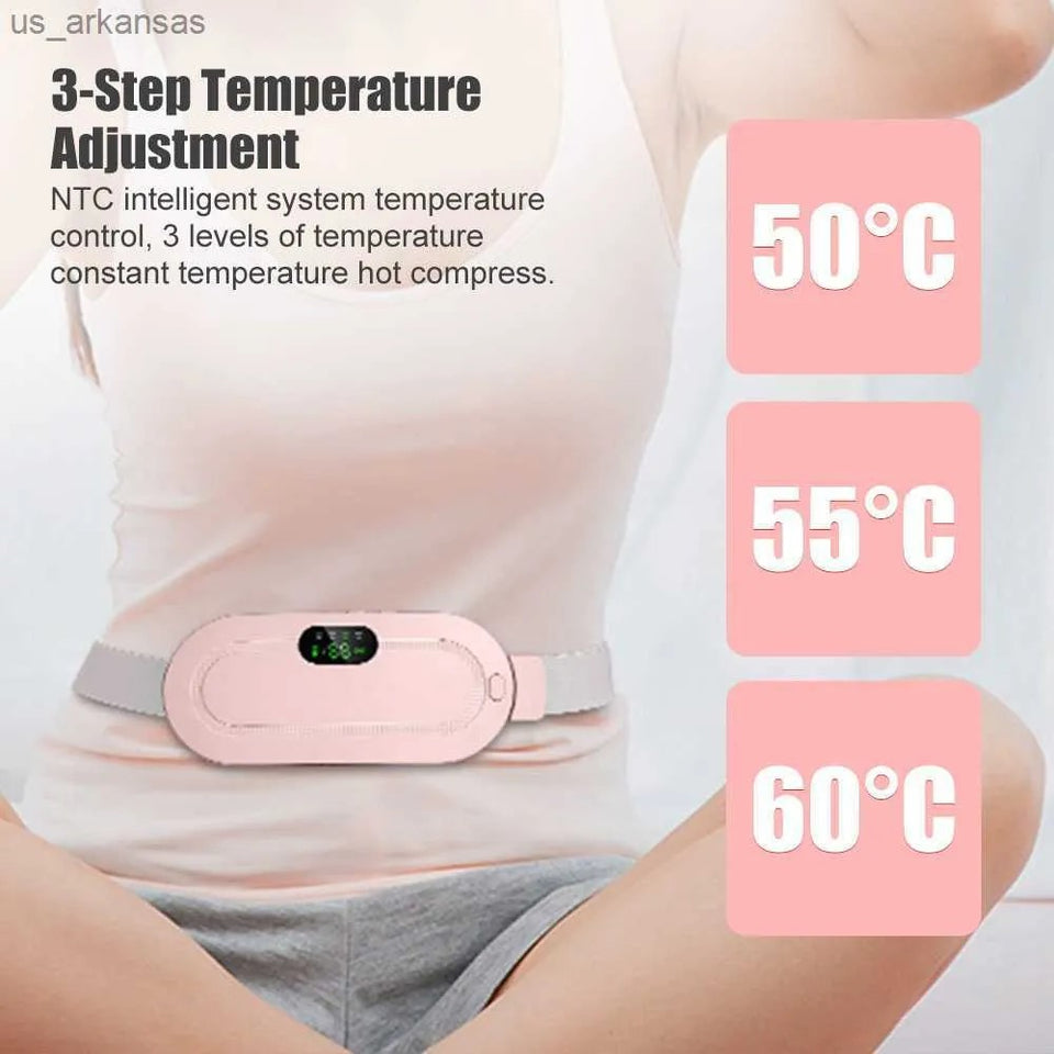 Electric Period Cramp Massager Heating Belt – USB Rechargeable Menstrual Pain Relief Waist & Stomach Warmer for Women