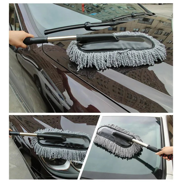 Car Duster Brush – Multipurpose Car Wash Brush Non-Scratchable Microfiber with Long Extendable Handle to Remove Dust from Exterior Interior of Car