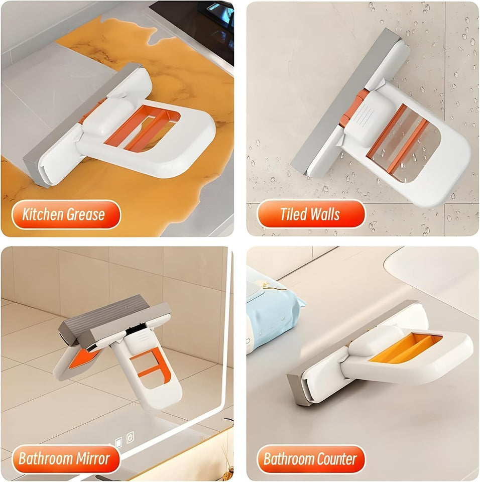 Foldable Desktop Mop, Mini Sponge Mop, Portable Mini Self Squeezing Wet Dry Mops for Bathroom & Kitchen